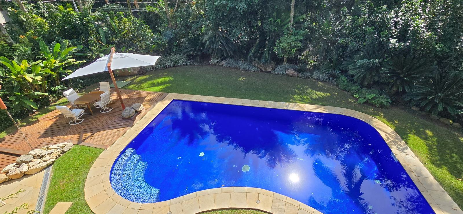 Vista aérea 4 — Iporanga, Guarujá, para locação, Casa